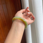 糯冰黄翡翡翠平安镯（57.8mm）（yc249158）