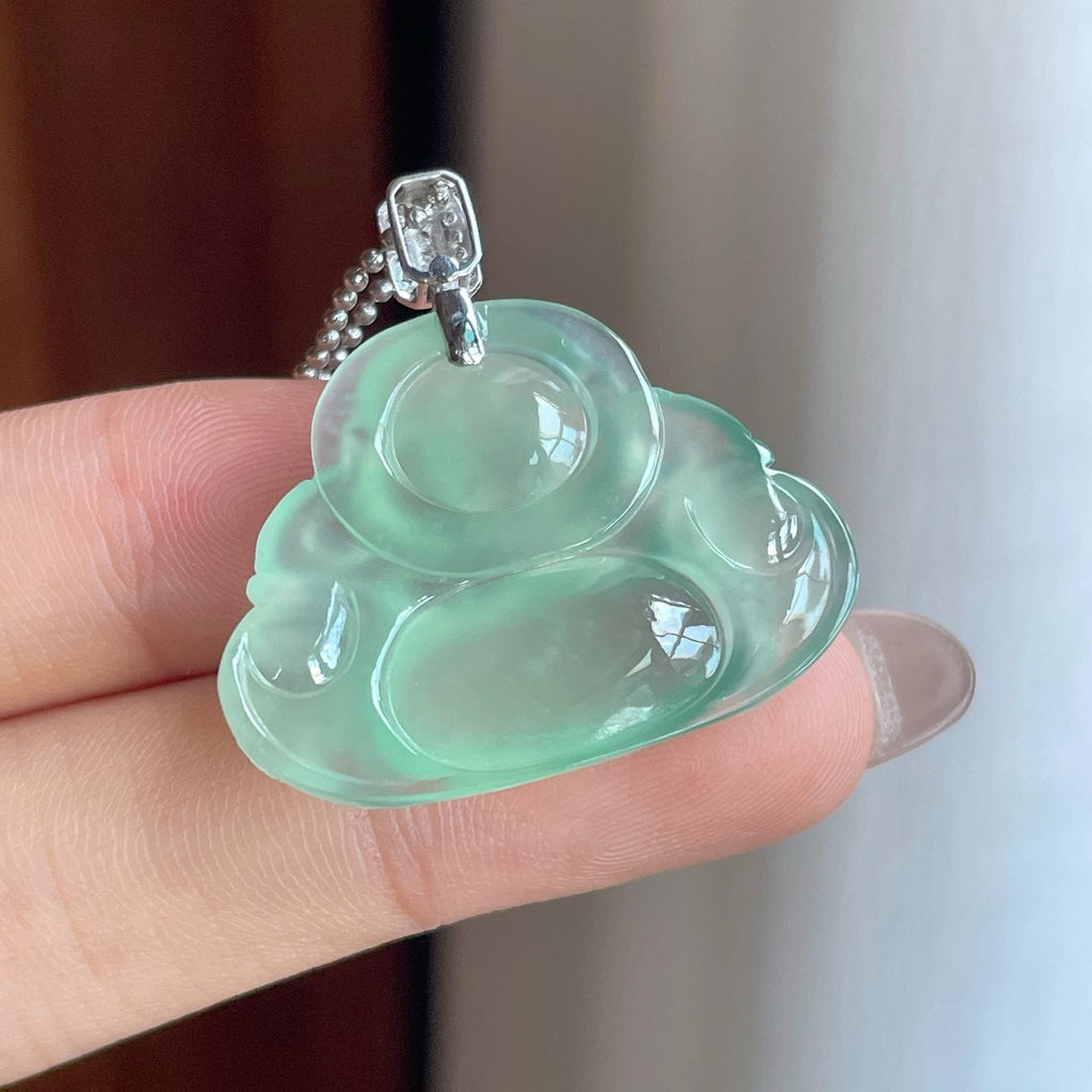 18k金扣冰种晴绿底翡翠佛公（yc241868）