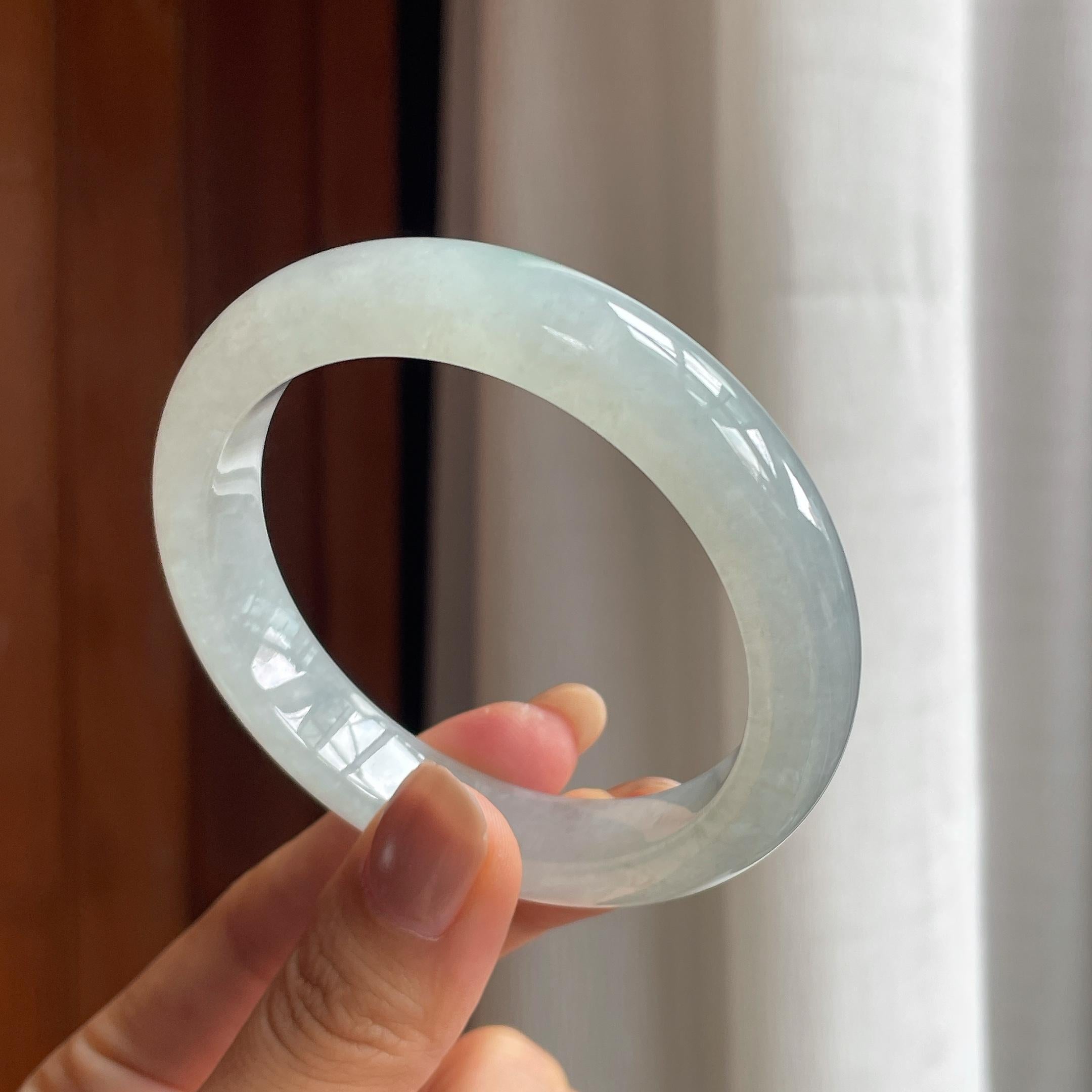 冰种晴底翡翠平安镯（56mm）（yc411289）