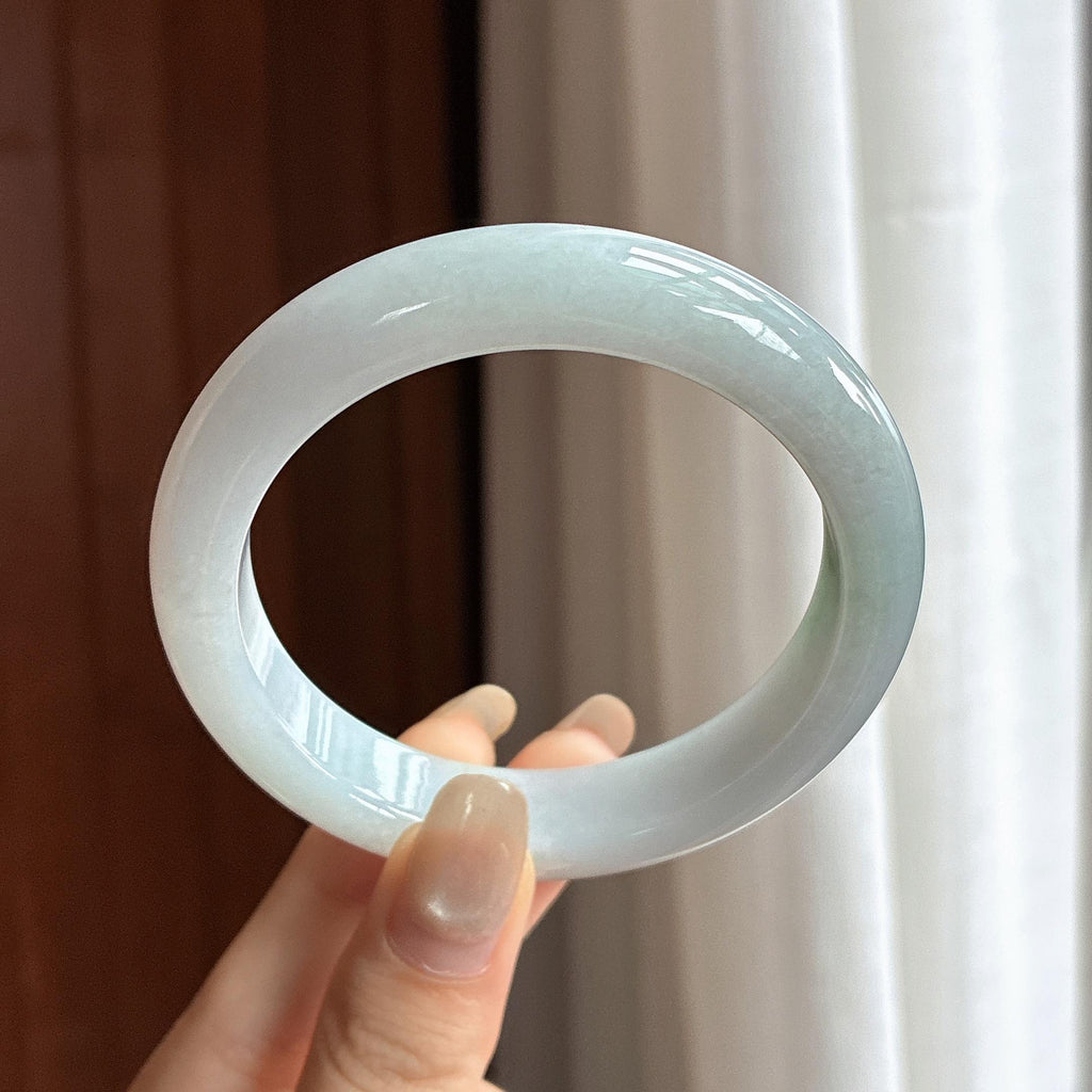 细糯种飘花正圈平安镯 56圈 天然缅甸A货翡翠（yc464558）