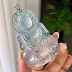 18k金钻镶冰种飘花观音挂件（yc246707）