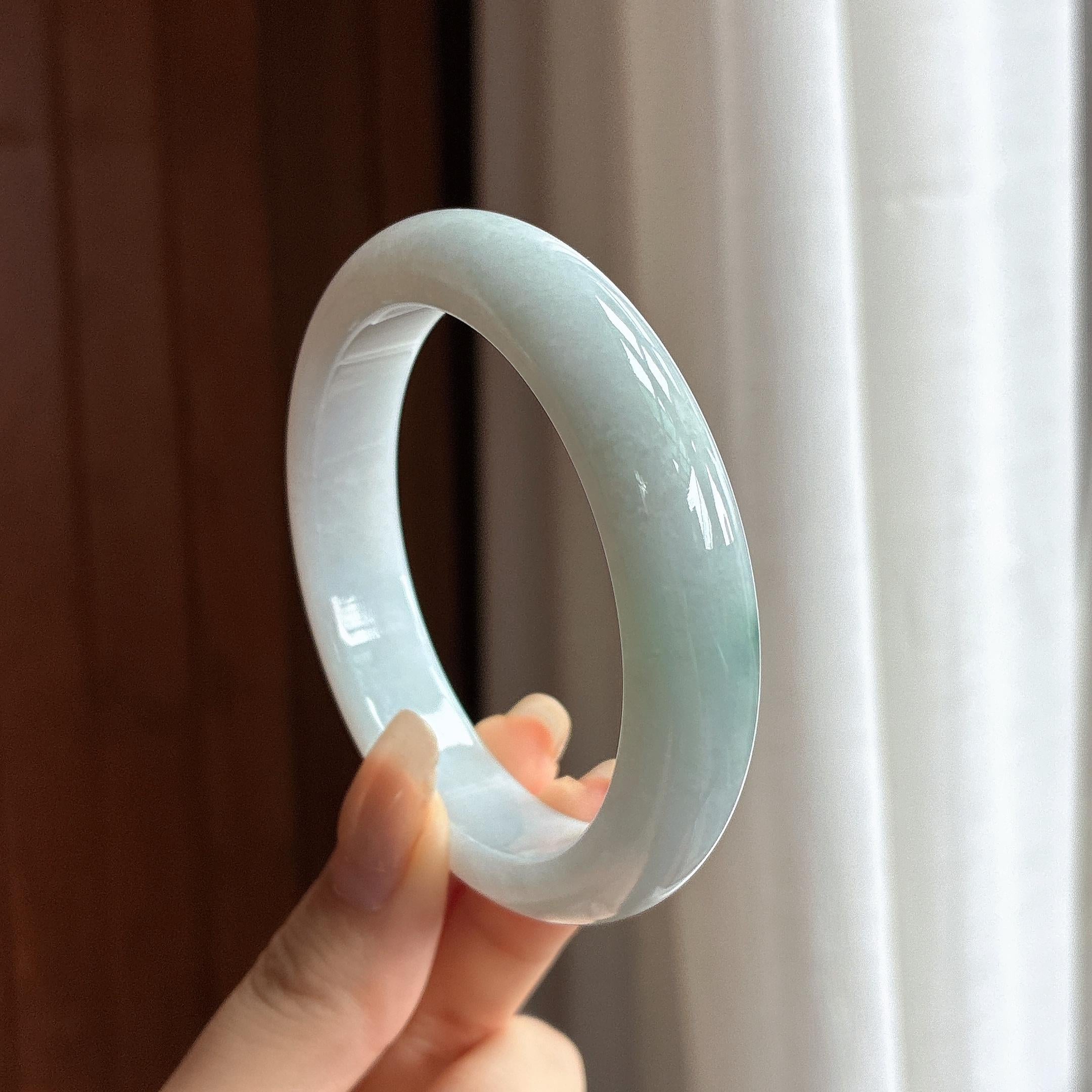 细糯种飘花正圈平安镯 56圈 天然缅甸A货翡翠（yc464558）