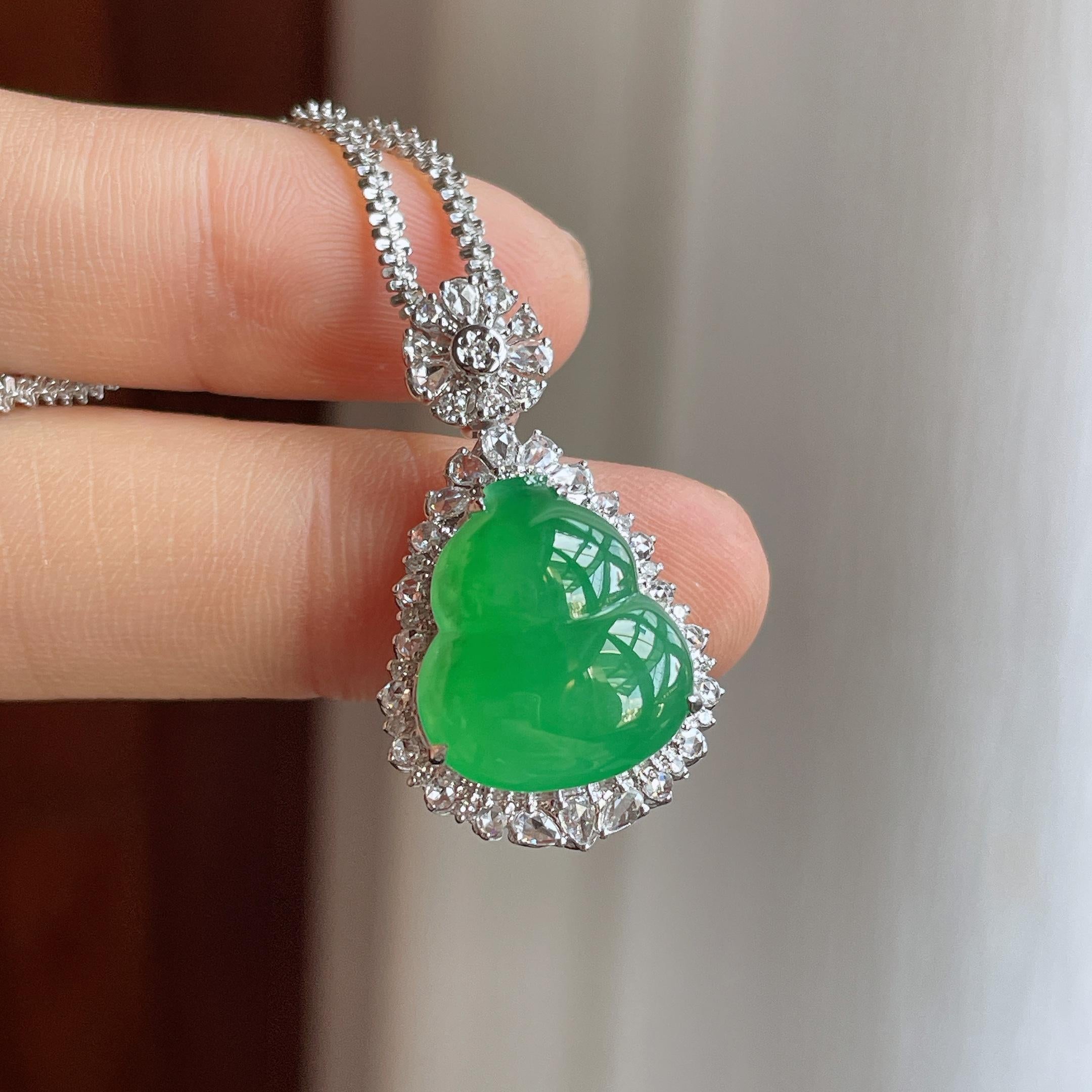 18k 金钻镶冰种满绿翡翠葫芦（yc314112）