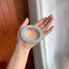 细糯冰晴底翡翠圆条手镯（56.3mm）（yc400219）