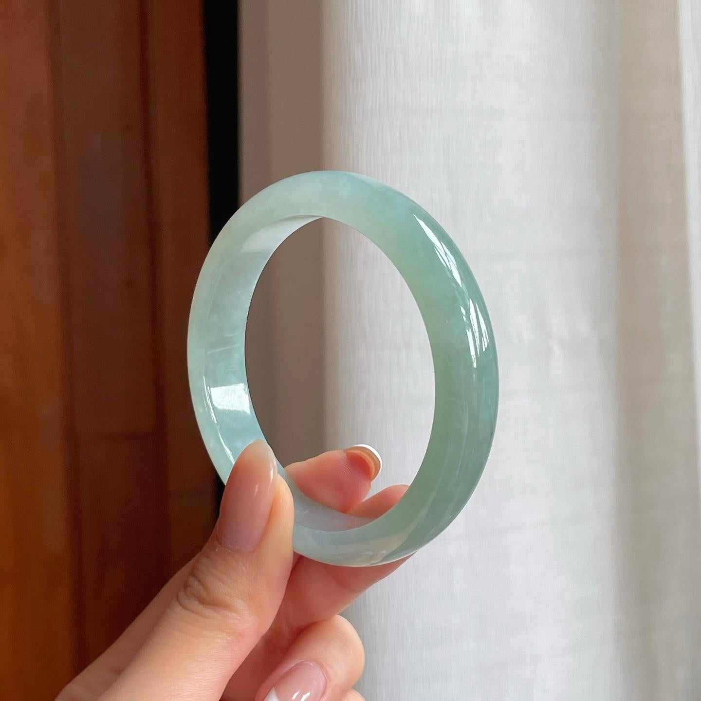 糯冰晴底翡翠平安镯（55.2mm)（yc374789）
