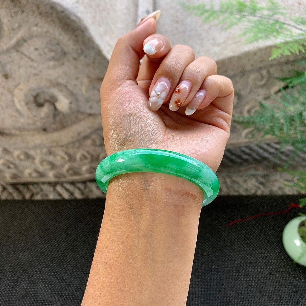 细糯种满绿平安镯（54mm）（yc264515）