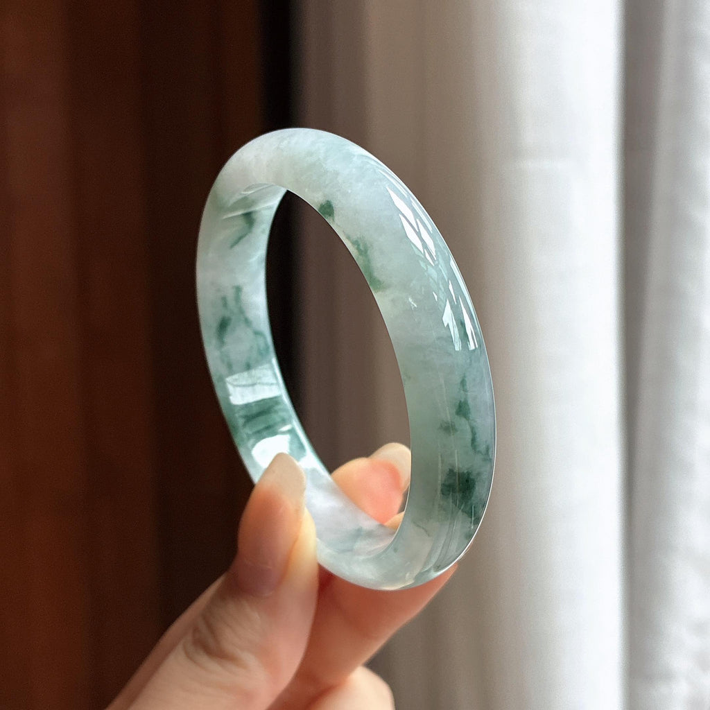 细糯种飘花正圈平安镯 53圈 天然缅甸A货翡翠（yc463187）