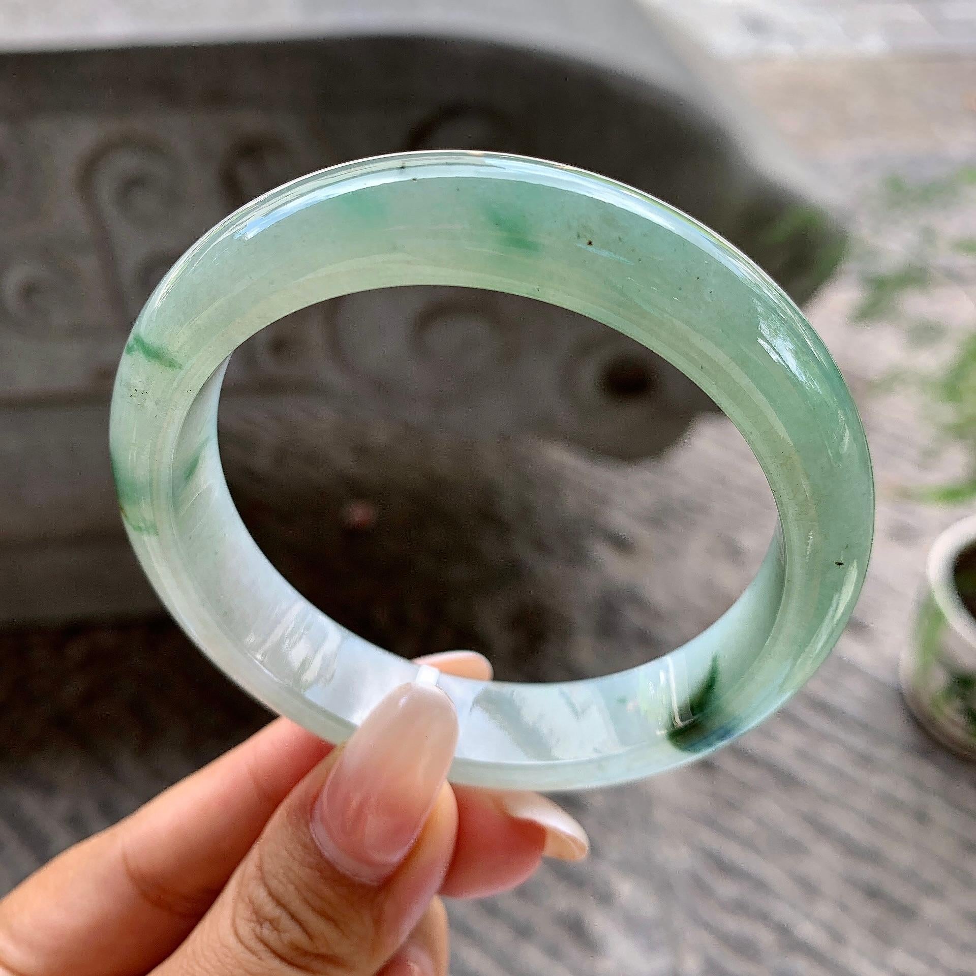 细糯种飘花平安镯（59.2mm）（yc202386）