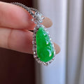 18k金镶糯冰满绿福豆挂件（yc734821）