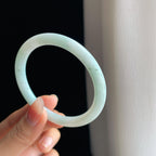 糯冰淡底色翡翠圆条手镯（55mm)（yc334656）