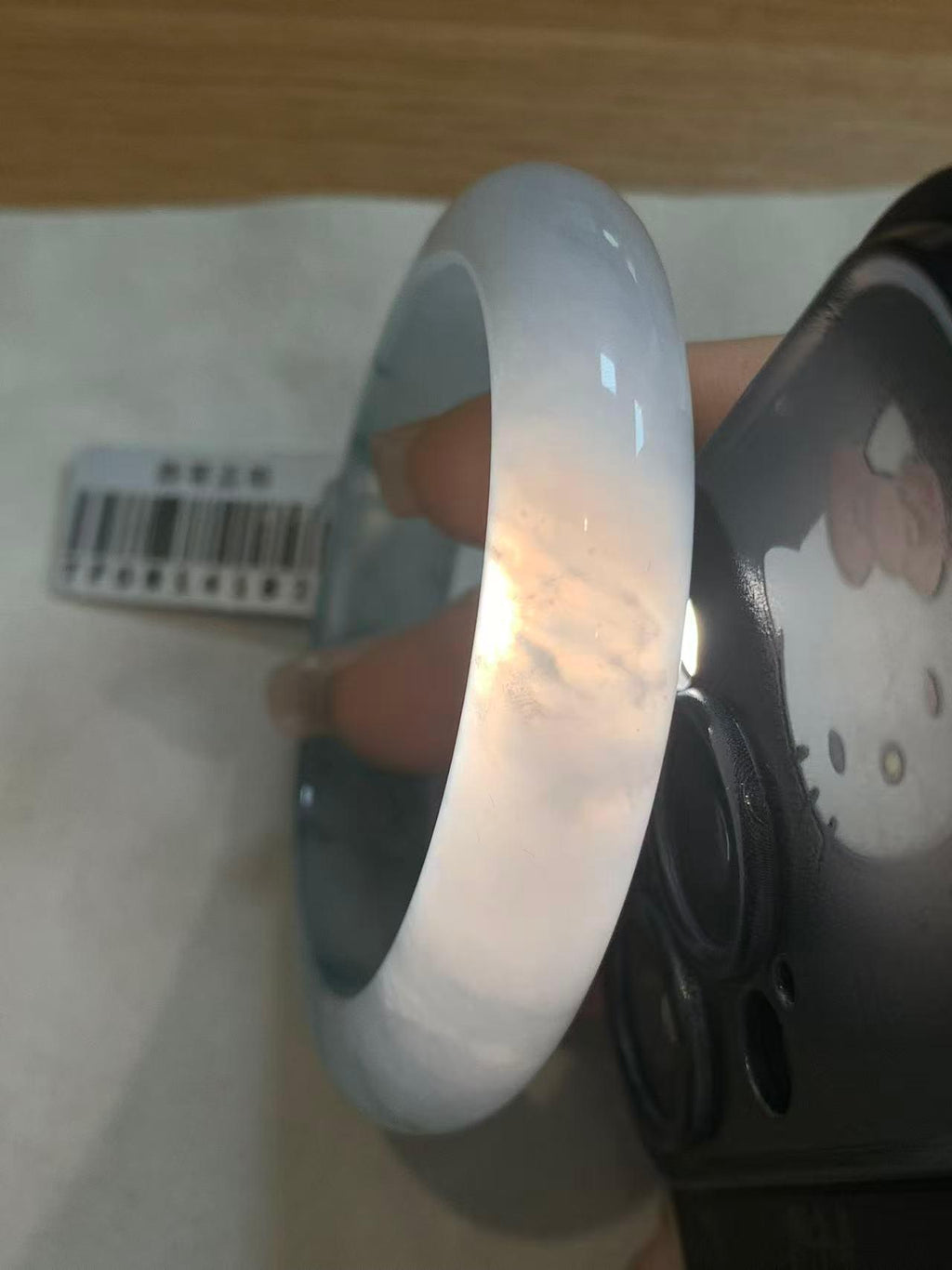 糯冰种飘花平安镯（53.5mm）（yc203713）