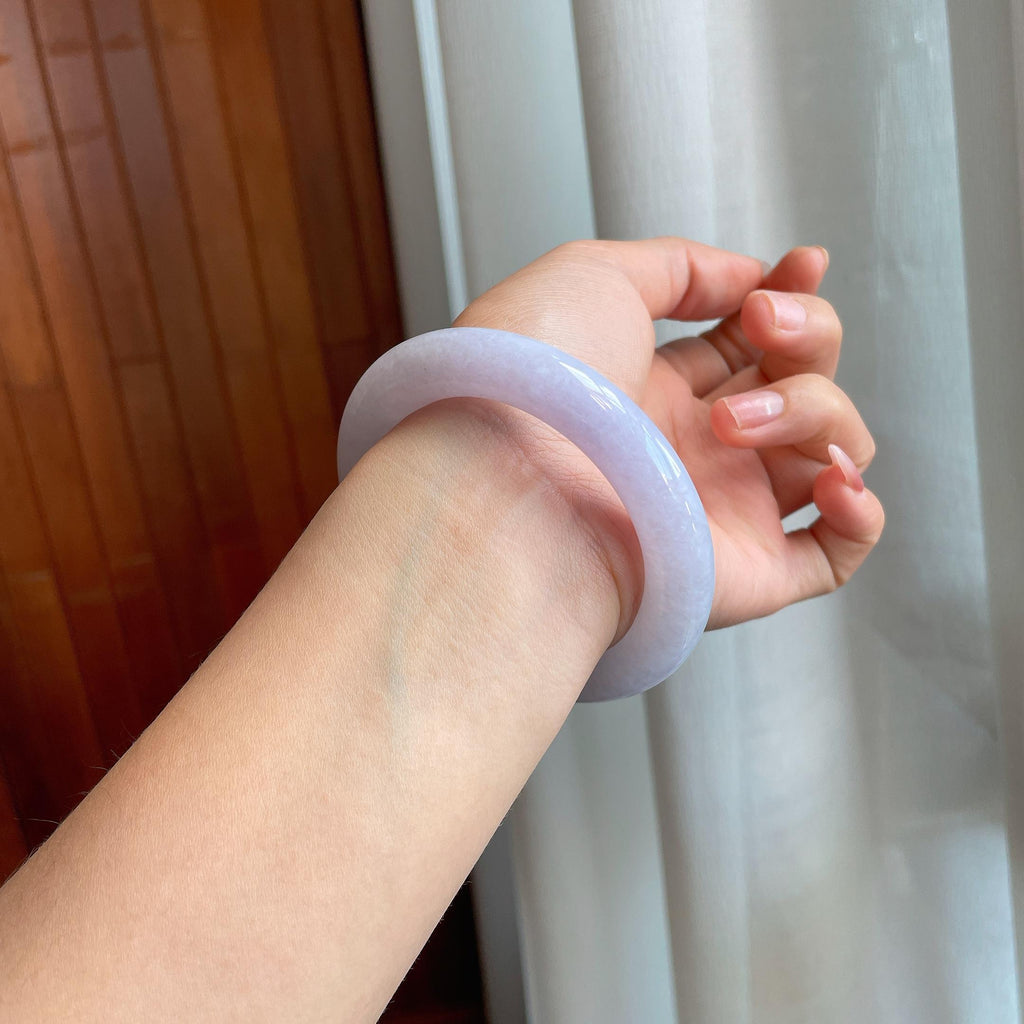 糯冰淡紫罗兰翡翠圆条手镯(56.2mm)（yc318611）