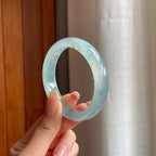 冰种飘花翡翠平安镯（51.3mm)（yc406285）
