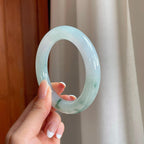 糯冰飘花翡翠圆条手镯（57.7mm)（yc373900）