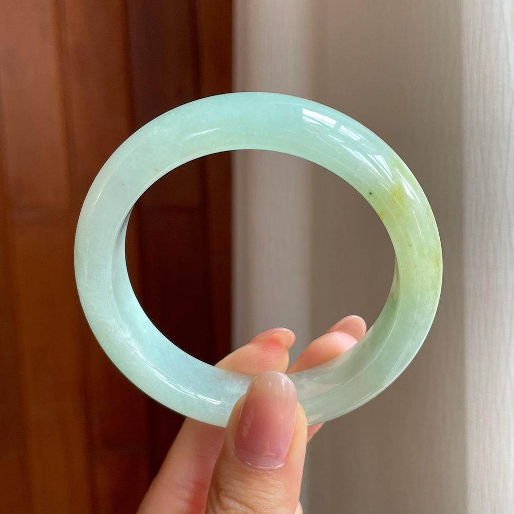 冰种黄翡翡翠平安镯（55.4mm)（yc345511）