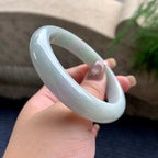 大圈口  细糯种飘花正圈平安镯59圈  天然缅甸A货翡翠（yc434641）