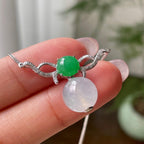 18k金钻镶糯冰种无色圆珠项链   天然缅甸A货翡翠（yc319028）