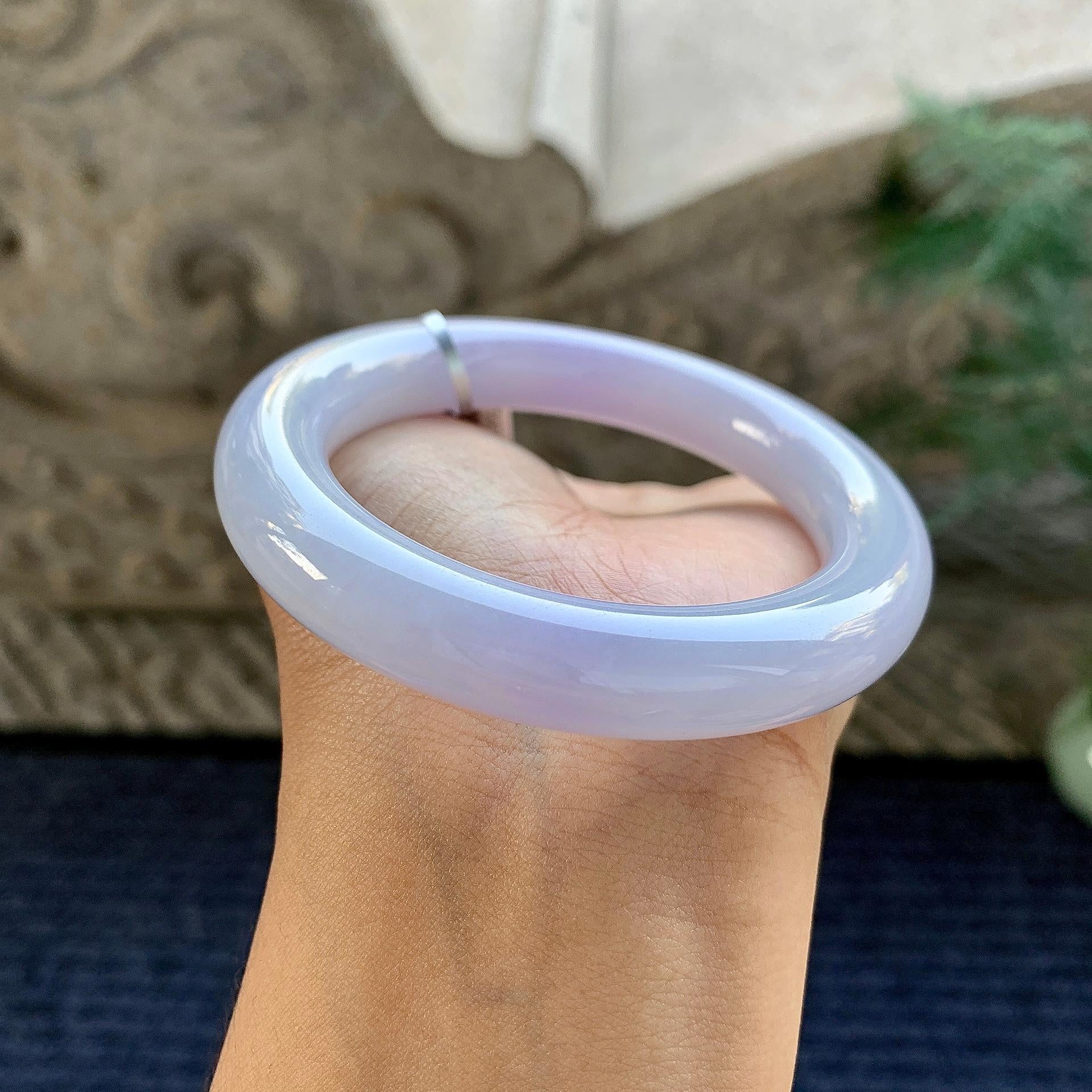 细糯种淡紫罗兰圆条手镯（53.4mm）（yc243437）