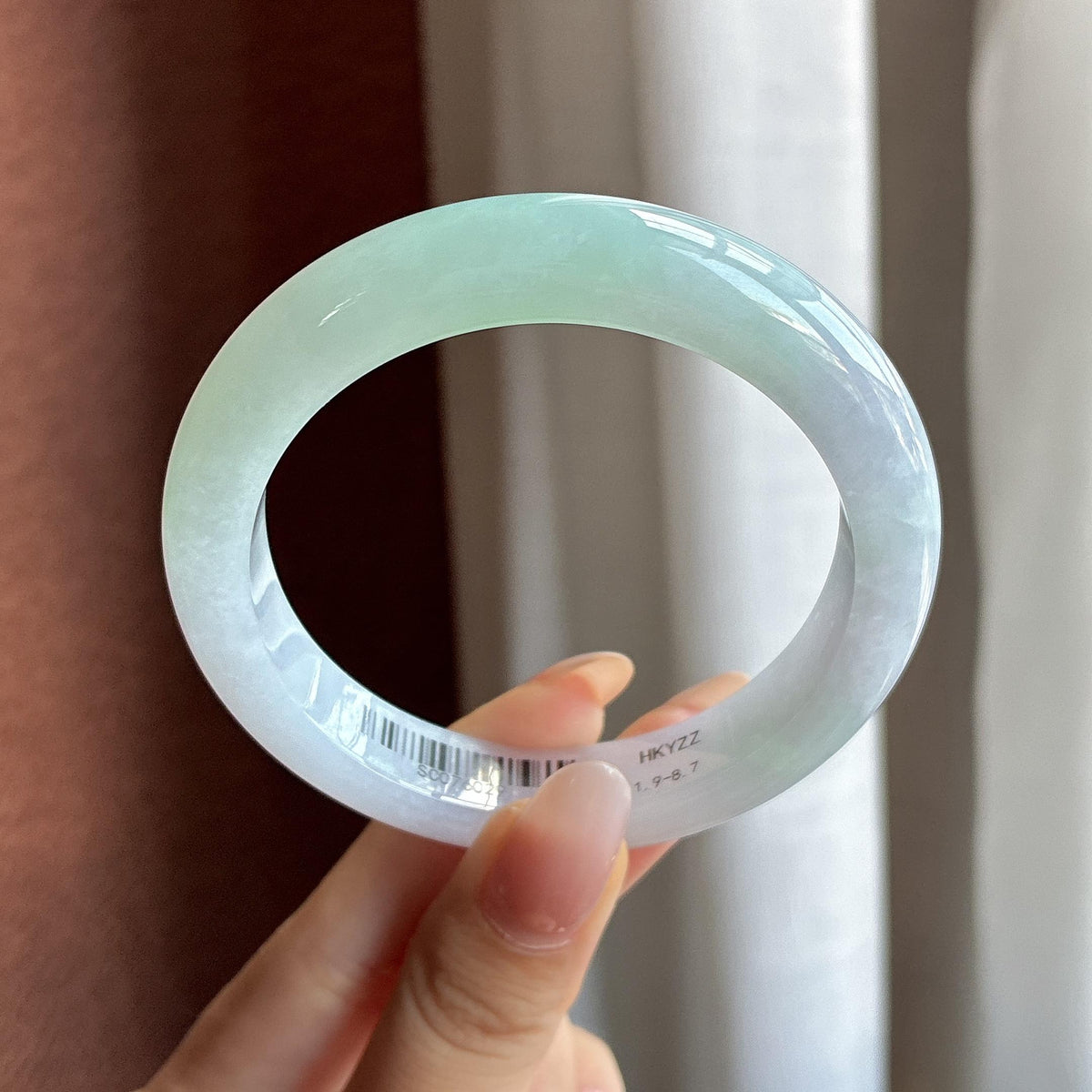 糯冰春带彩正圈平安镯 57圈（yc760639）