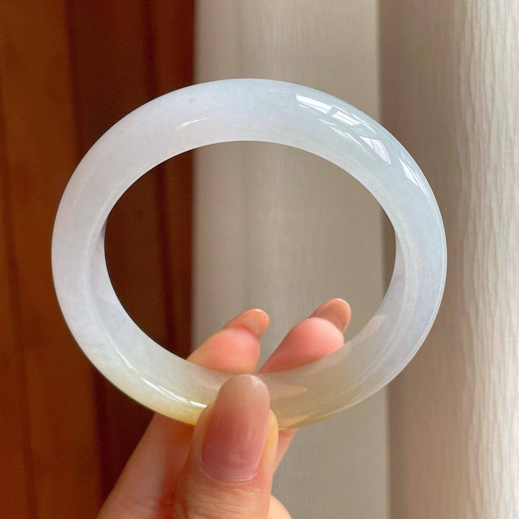 冰种黄翡翡翠平安镯（54.5mm)（yc354259）