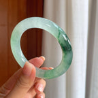 冰种飘花翡翠圆条手镯（55mm）（yc408445）