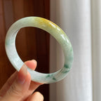 糯冰黄翡飘花翡翠平安镯（61.5mm）（yc333121）