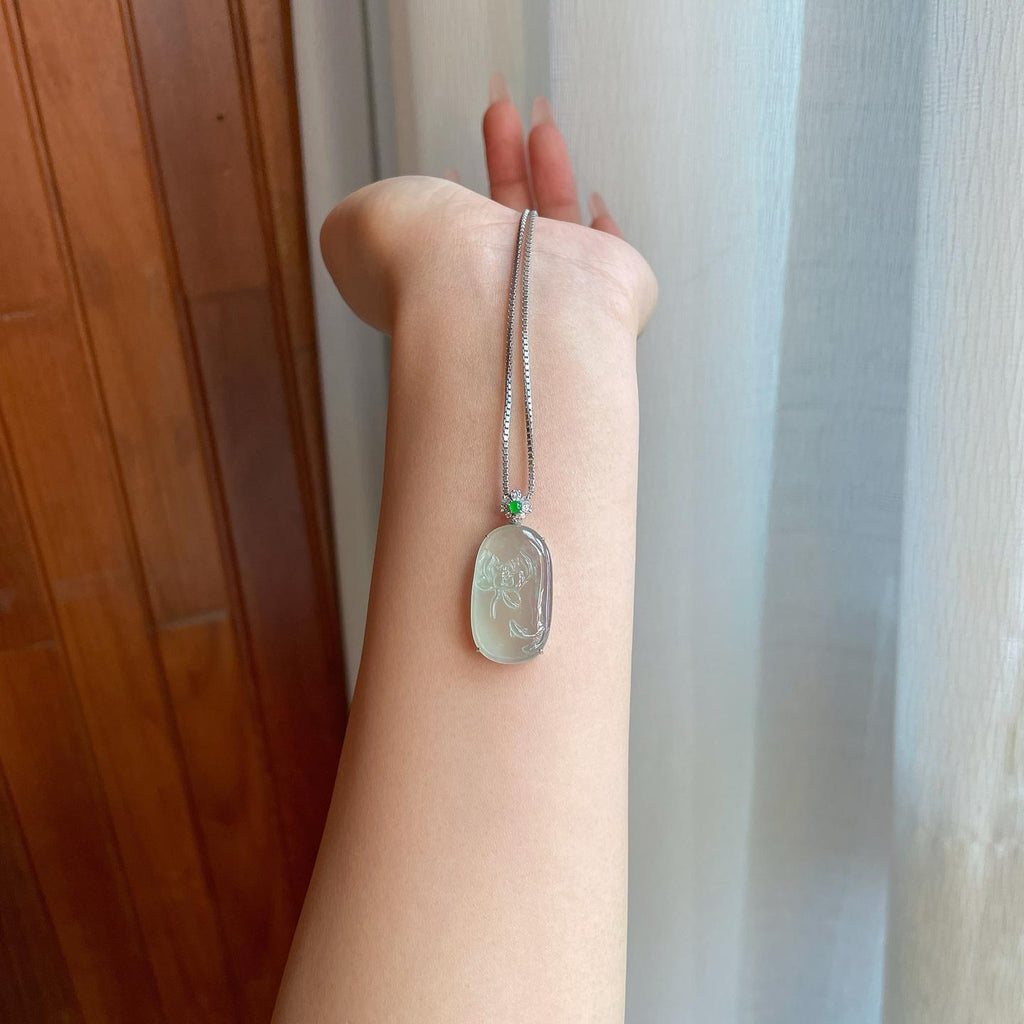 18k金钻镶晴水翡翠莲花（yc269018）