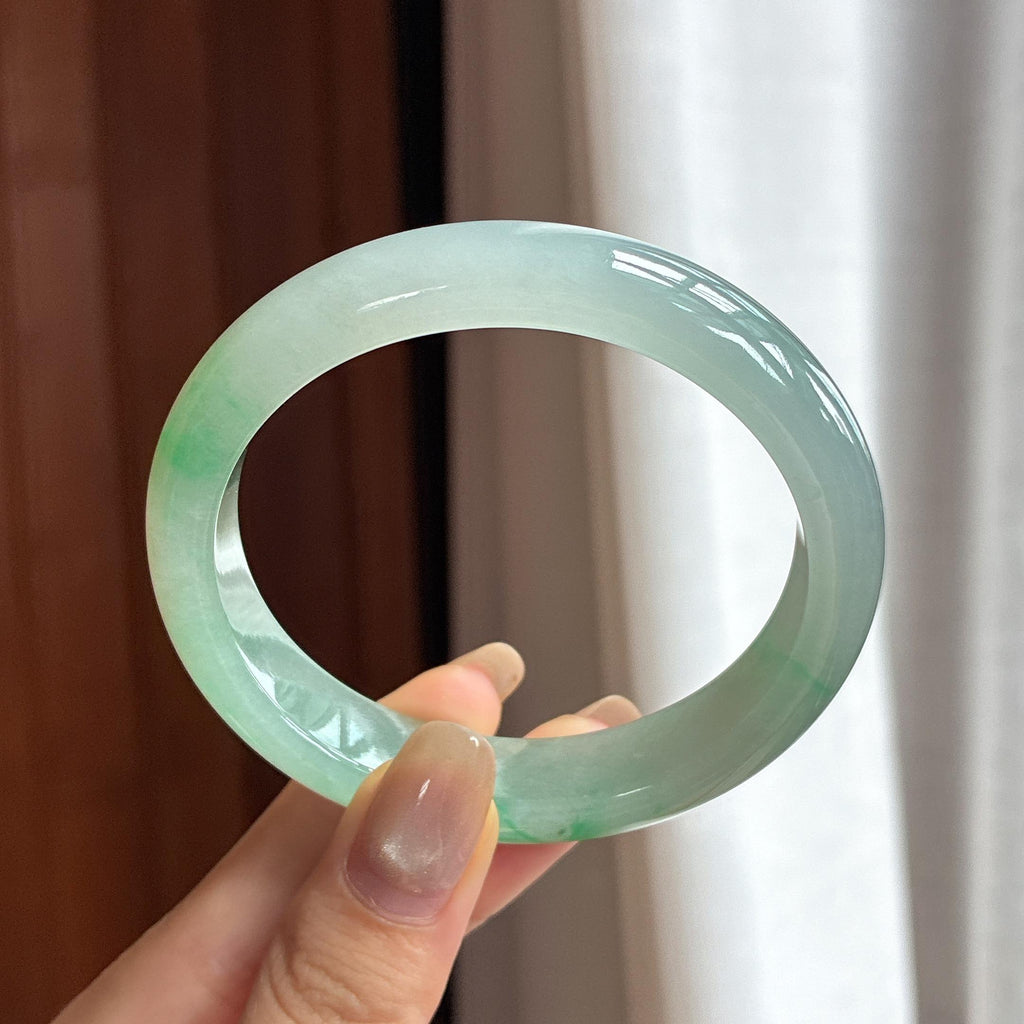 糯冰飘花贵妃镯 58圈 天然缅甸A货翡翠（yc453926）