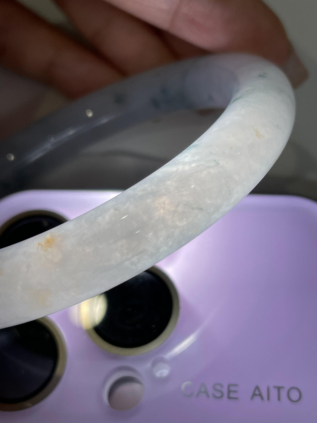 细糯种飘花圆条手镯55.3圈            天然缅甸A货翡翠（yc389247）