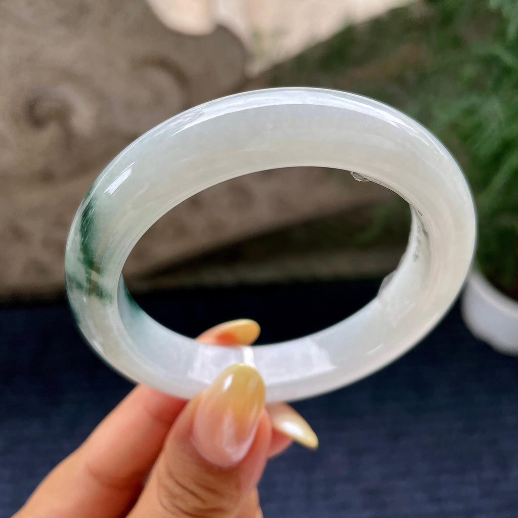 细糯种飘花正圈平安镯55.7圈 天然缅甸A货翡翠（yc464070）