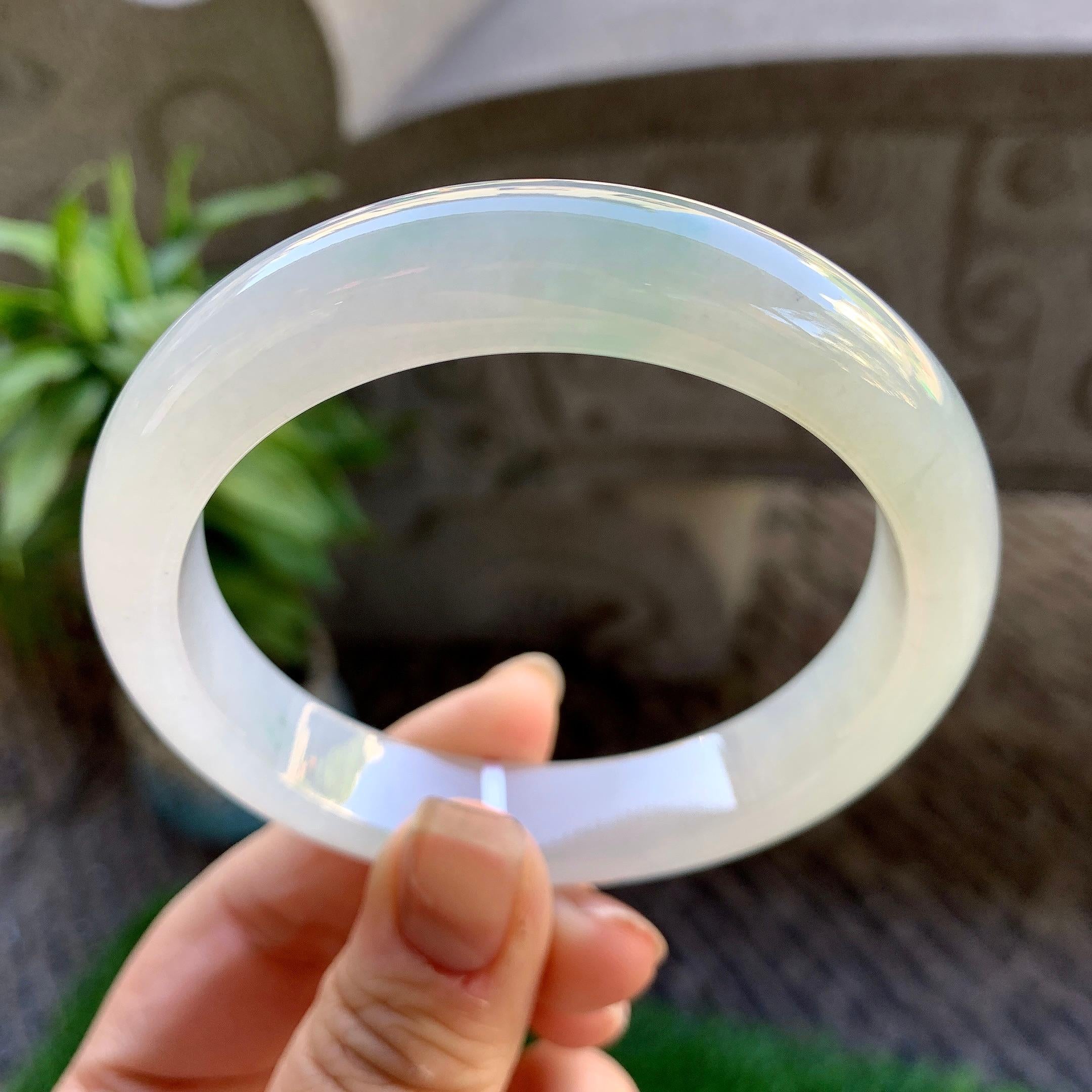 糯冰种飘花平安镯（59.8mm）（yc307332）