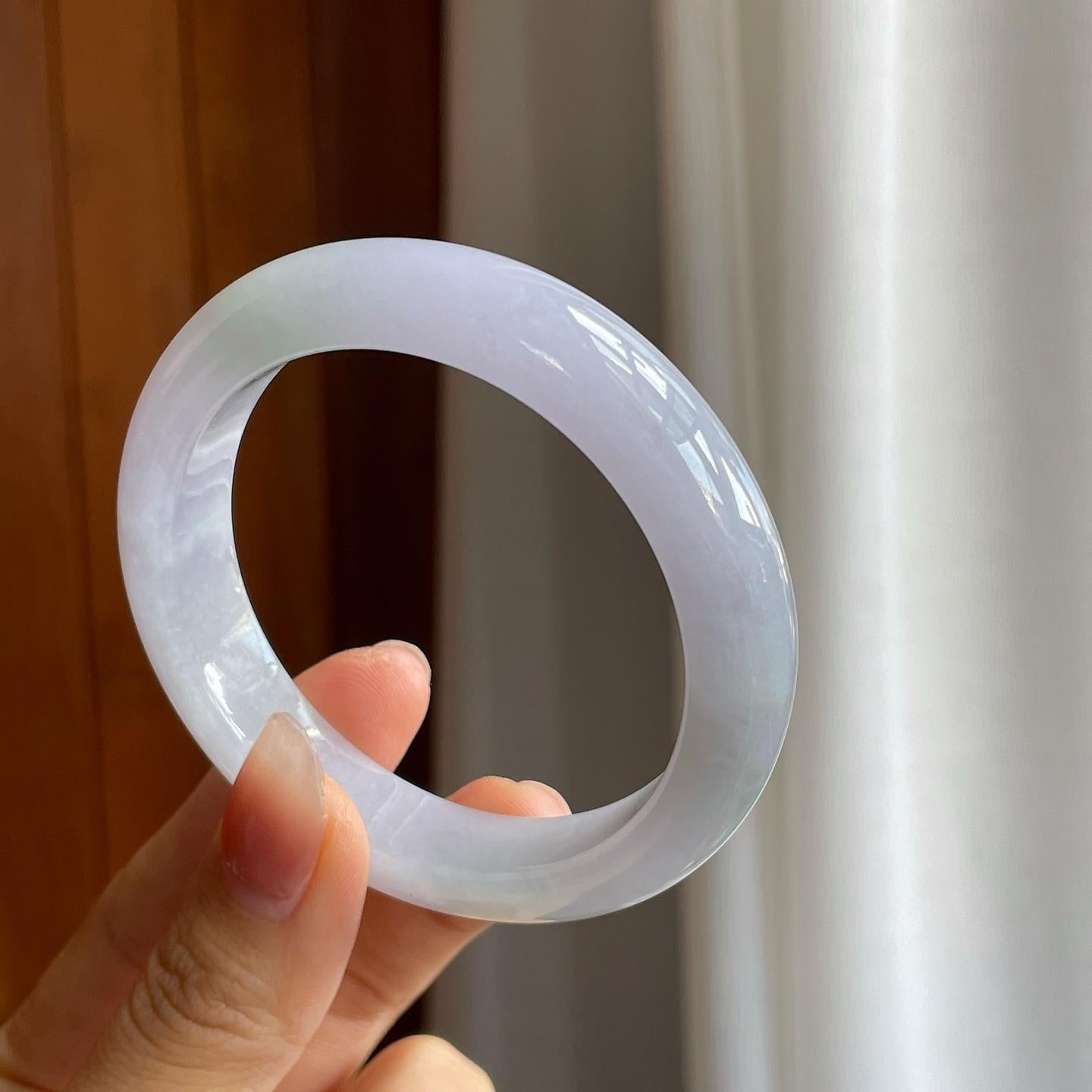 糯冰淡紫罗兰翡翠平安镯（55.5mm）（yc312925）