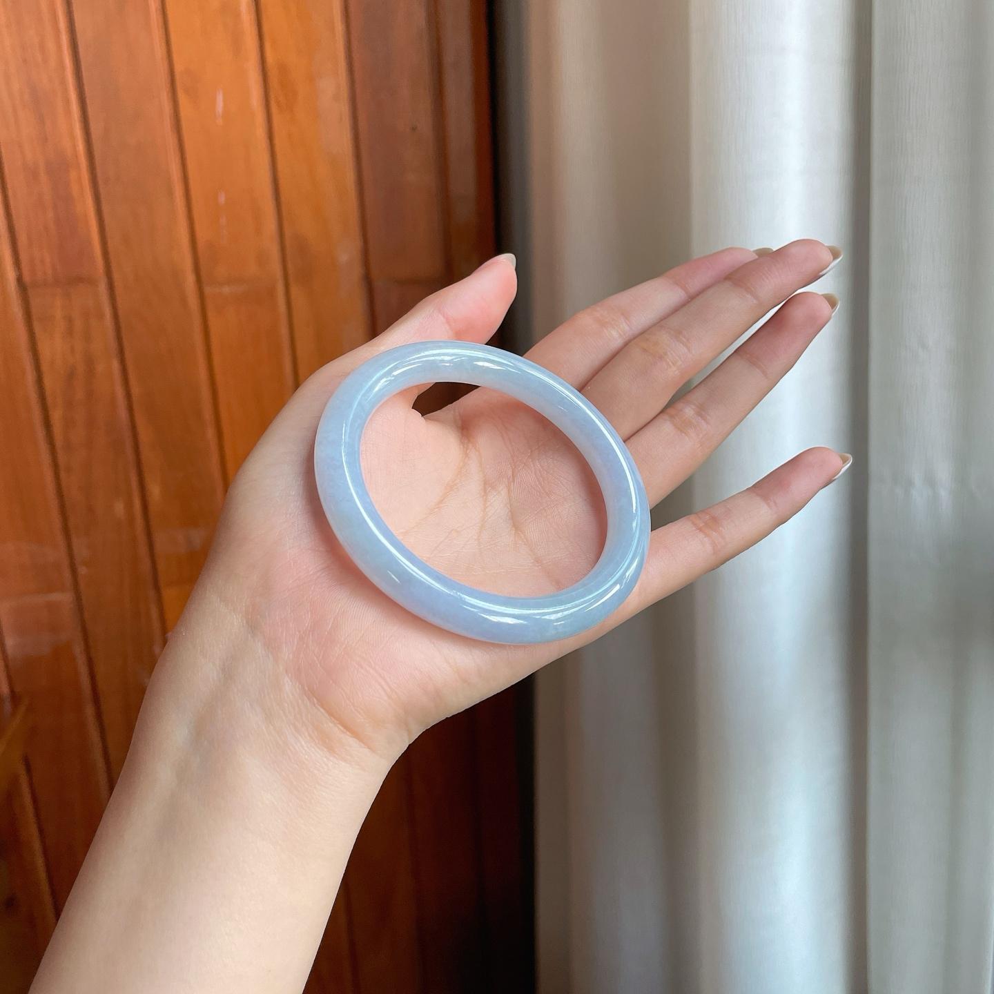 糯冰紫罗兰翡翠圆条手镯（55mm)（yc373308）