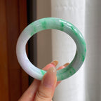 糯冰带色翡翠平安镯（54.3mm)（yc423145）