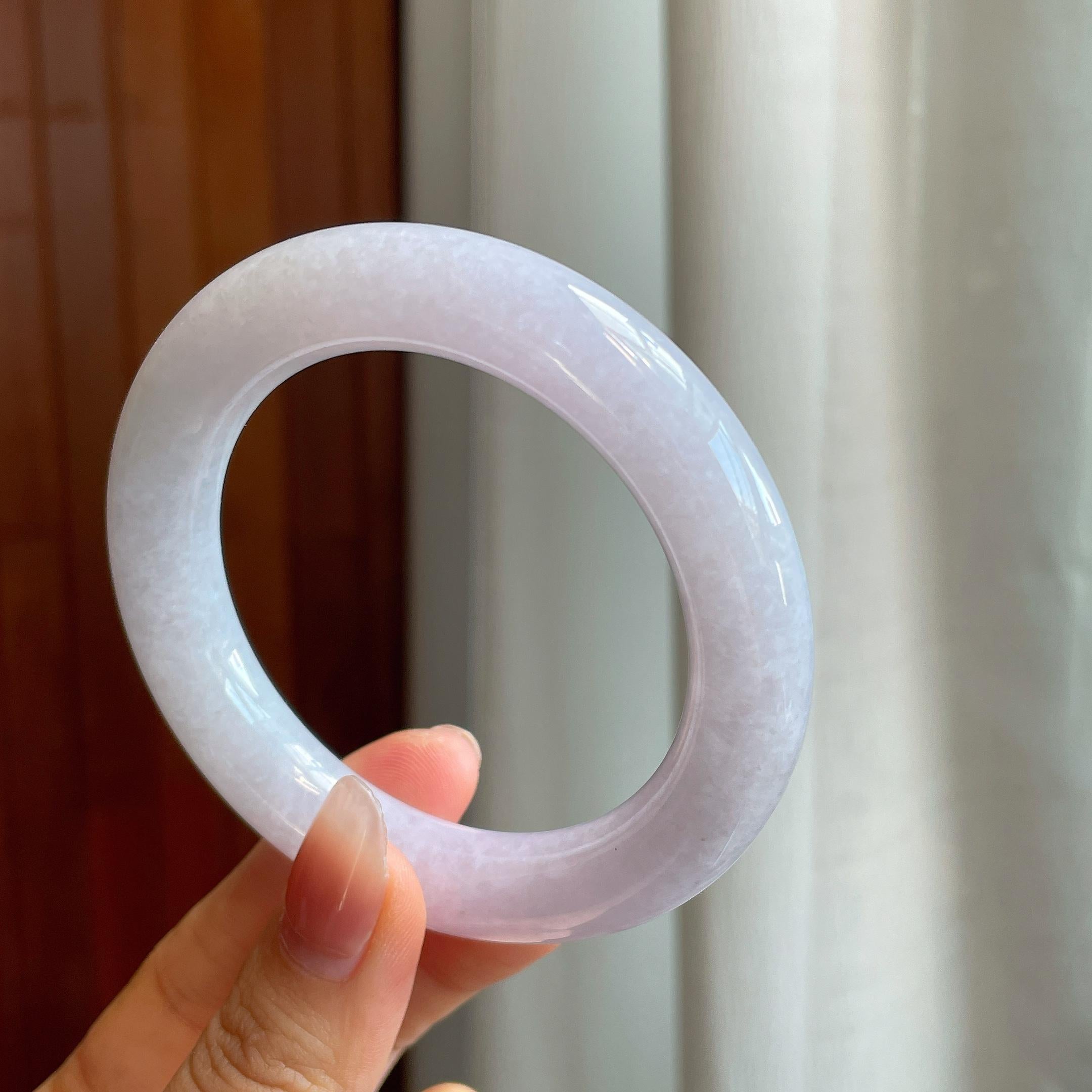 糯冰淡紫罗兰翡翠圆条手镯(56.2mm)（yc318611）