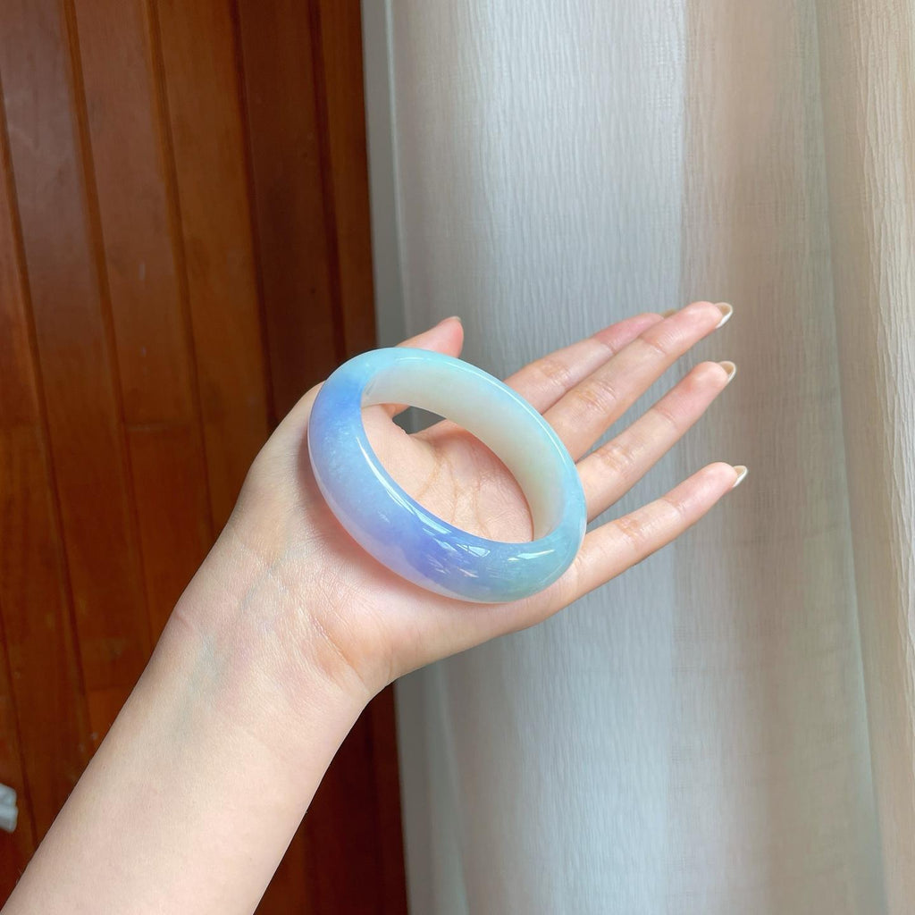 糯冰紫罗兰宽版翡翠平安镯（57.4mm)（yc374846）