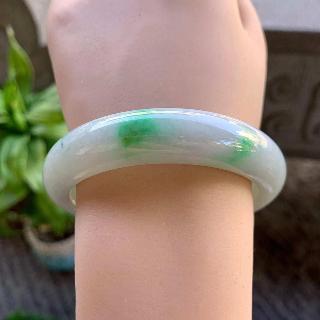 细糯种白底青平安镯（55.3mm）（yc308746）