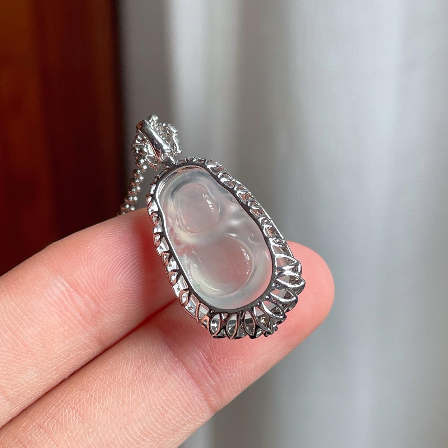 18k金镶冰种翡翠佛公（yc250563）