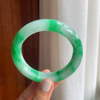 糯种带色翡翠平安镯（59mm）（yc249154）