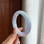 大圈口 细糯种春带彩正圈平安镯 58圈 天然缅甸A货翡翠（yc455113）