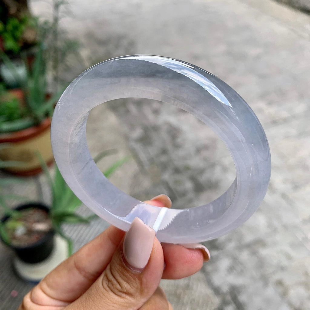 糯冰种淡紫罗兰平安镯（55mm）（yc226066）