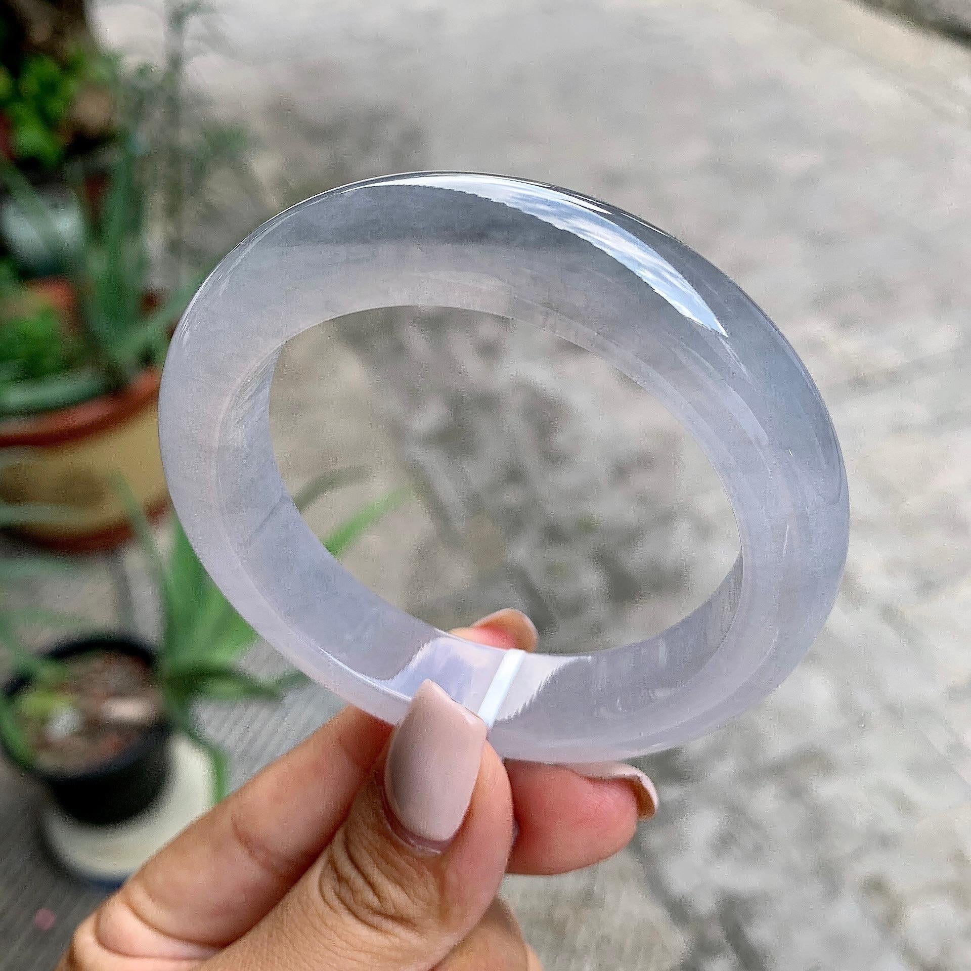 糯冰种淡紫罗兰平安镯（55mm）（yc226066）