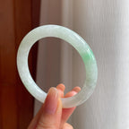 糯冰黄翡特色翡翠圆条手镯（52.7mm)（yc350442）