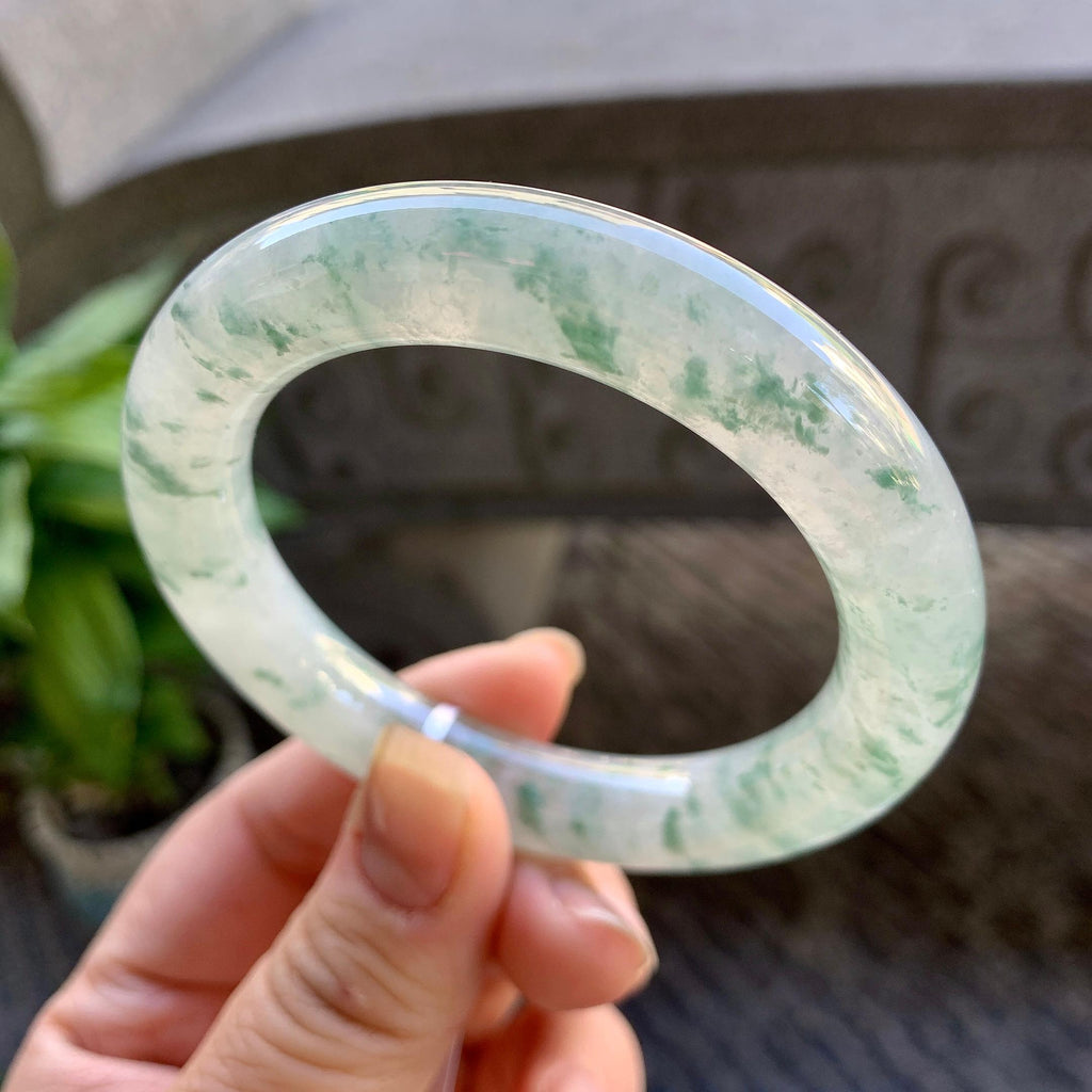 糯冰种飘花圆条手镯（54.7mm）（yc308751）
