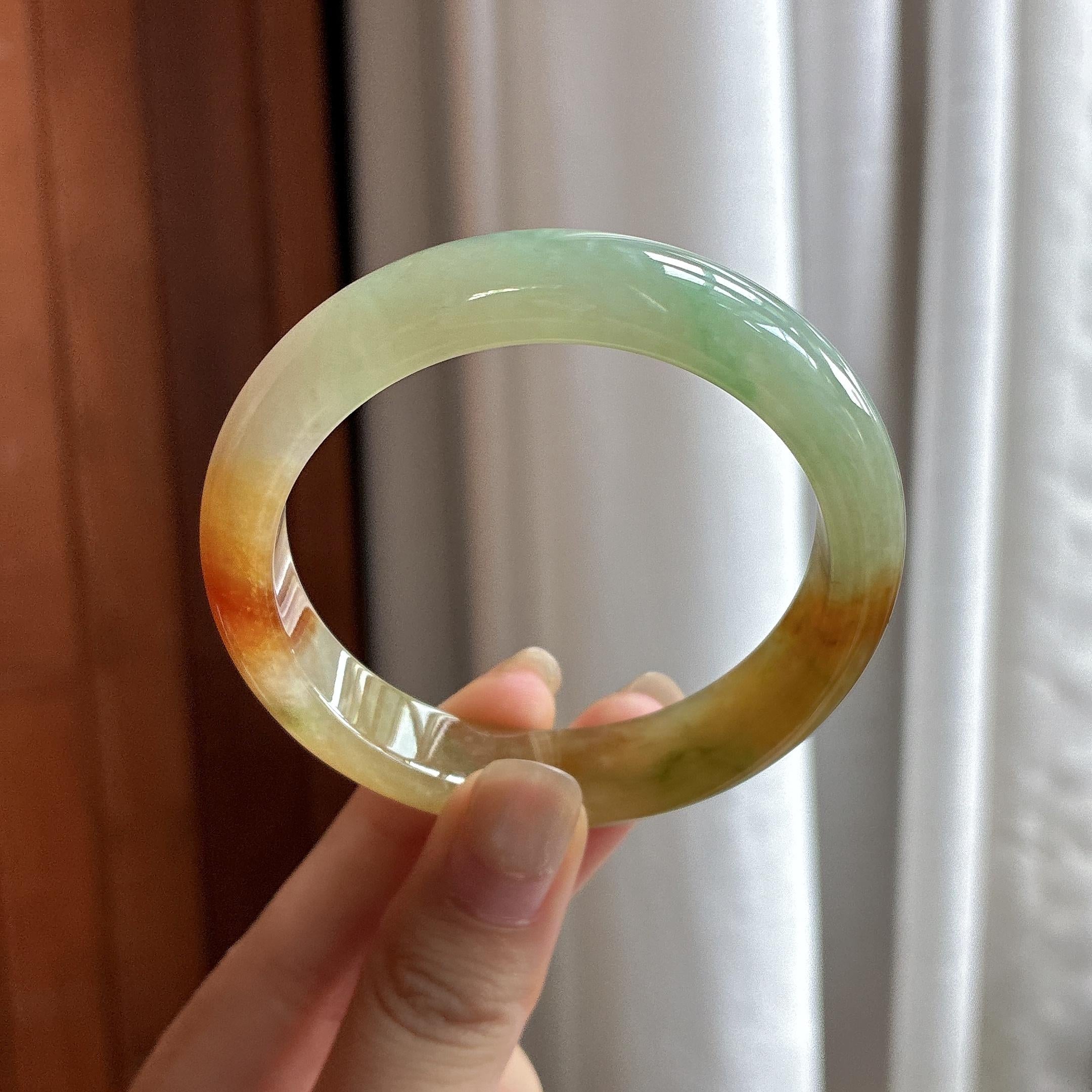 糯冰种黄翡特色正圈平安镯 53圈 天然缅甸A货翡（yc484492）
