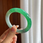 糯冰阳绿翡翠圆条手镯（56.6mm）（yc310537）