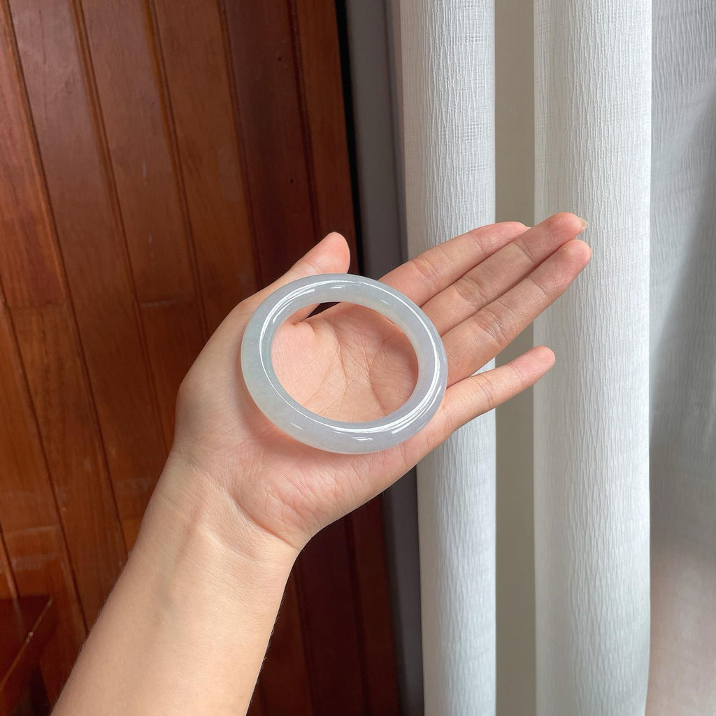 冰种带底色翡翠圆条手镯（53mm）（yc407550）