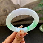 细糯种飘绿平安镯（56mm）（yc264525）