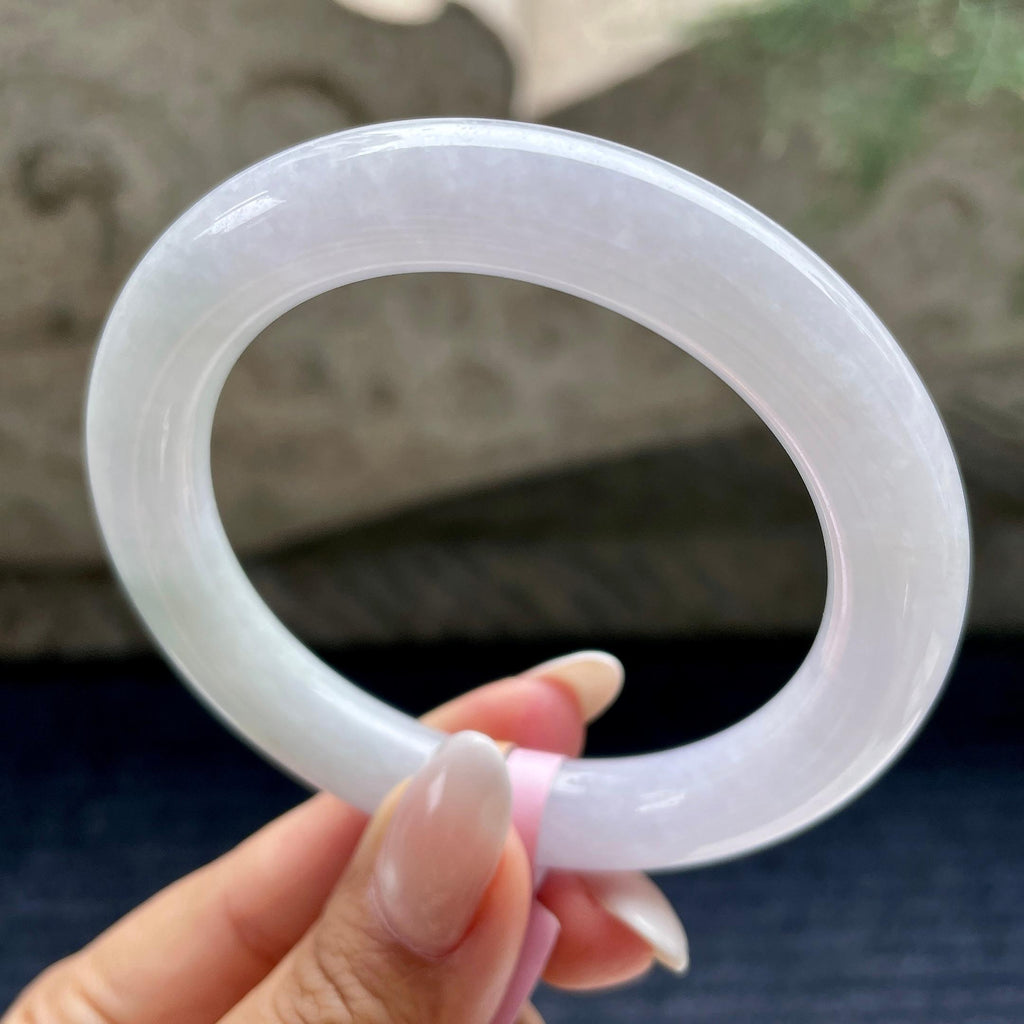 细糯种飘花圆条手镯56.8圈           天然缅甸A货翡翠（yc405541）