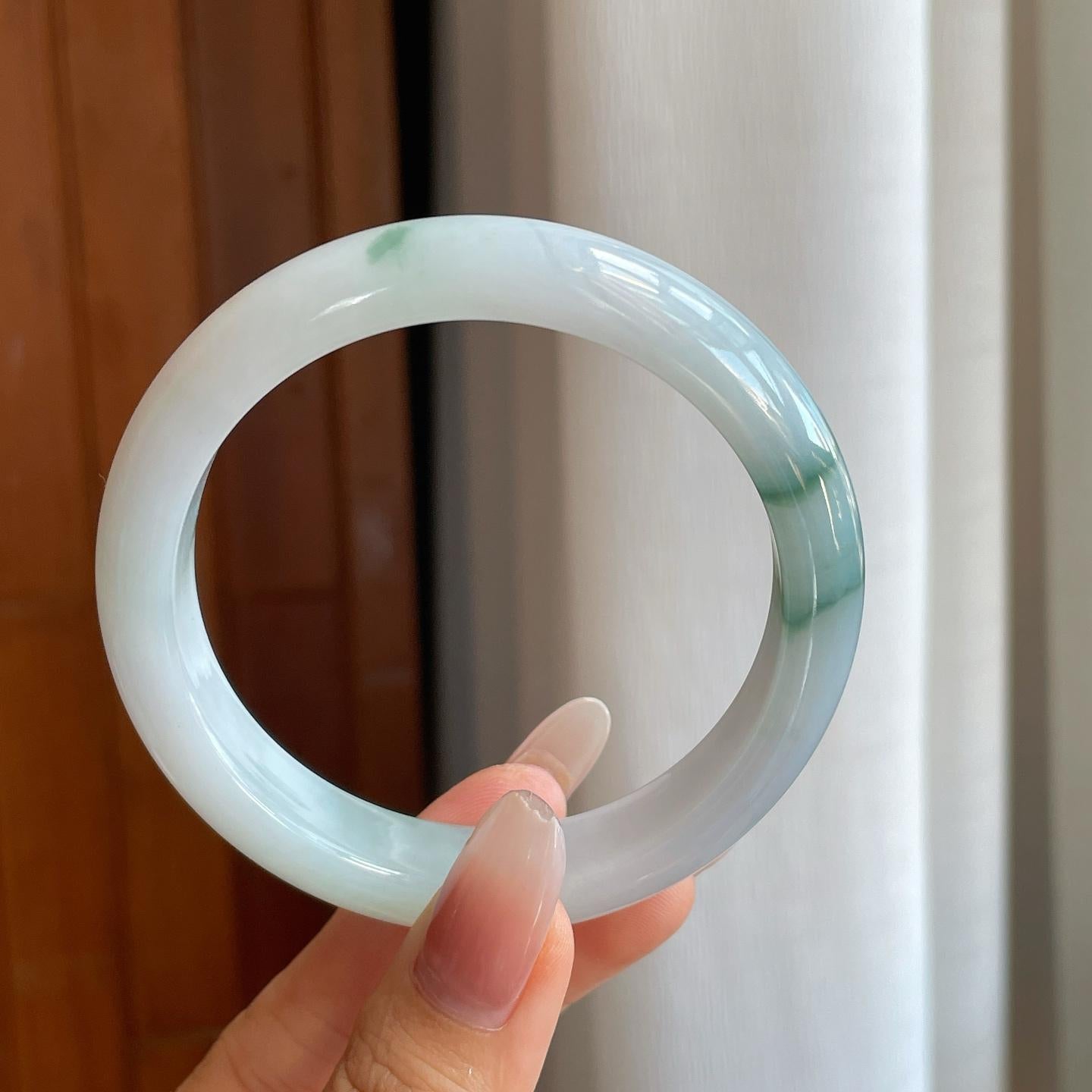 糯冰飘花翡翠平安镯（60mm）（yc267498）